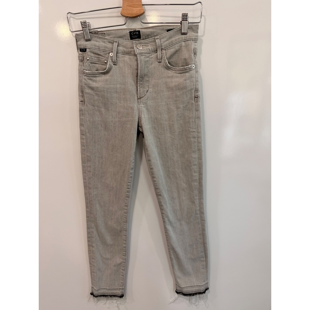 Citizens of Humanity Rocket Crop High Rise‎ Skinny Jeans Grey Raw Hem 24